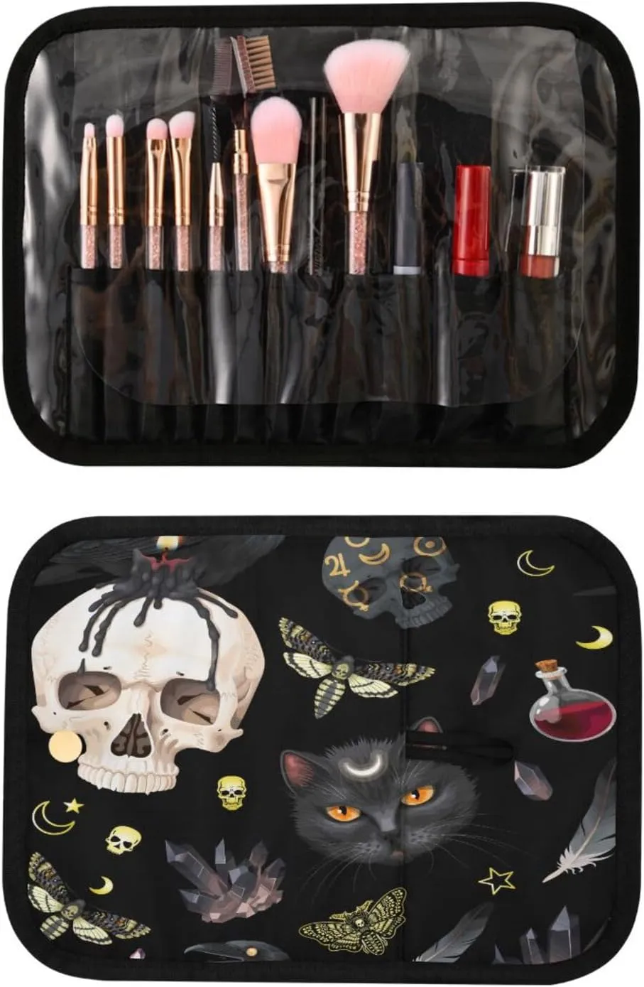 MNSRUU Toiletry Bag Goth Skull Moth Hanging Makeup Bag Travel bag for Toiletries 3 PCS Toiletry Bags Set for Traveling, Travel Organizer for Accessories