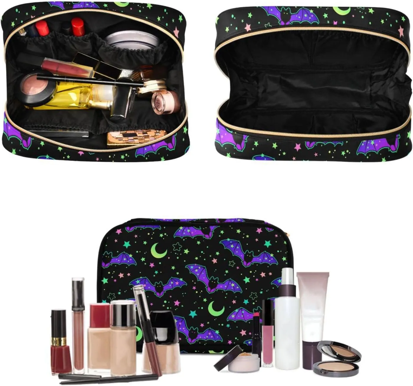 MNSRUU Toiletry Bag Magic Galaxy Bat Hanging Makeup Bag Travel bag for Toiletries 3 PCS Toiletry Bags Set for Traveling, Travel Organizer for Accessories