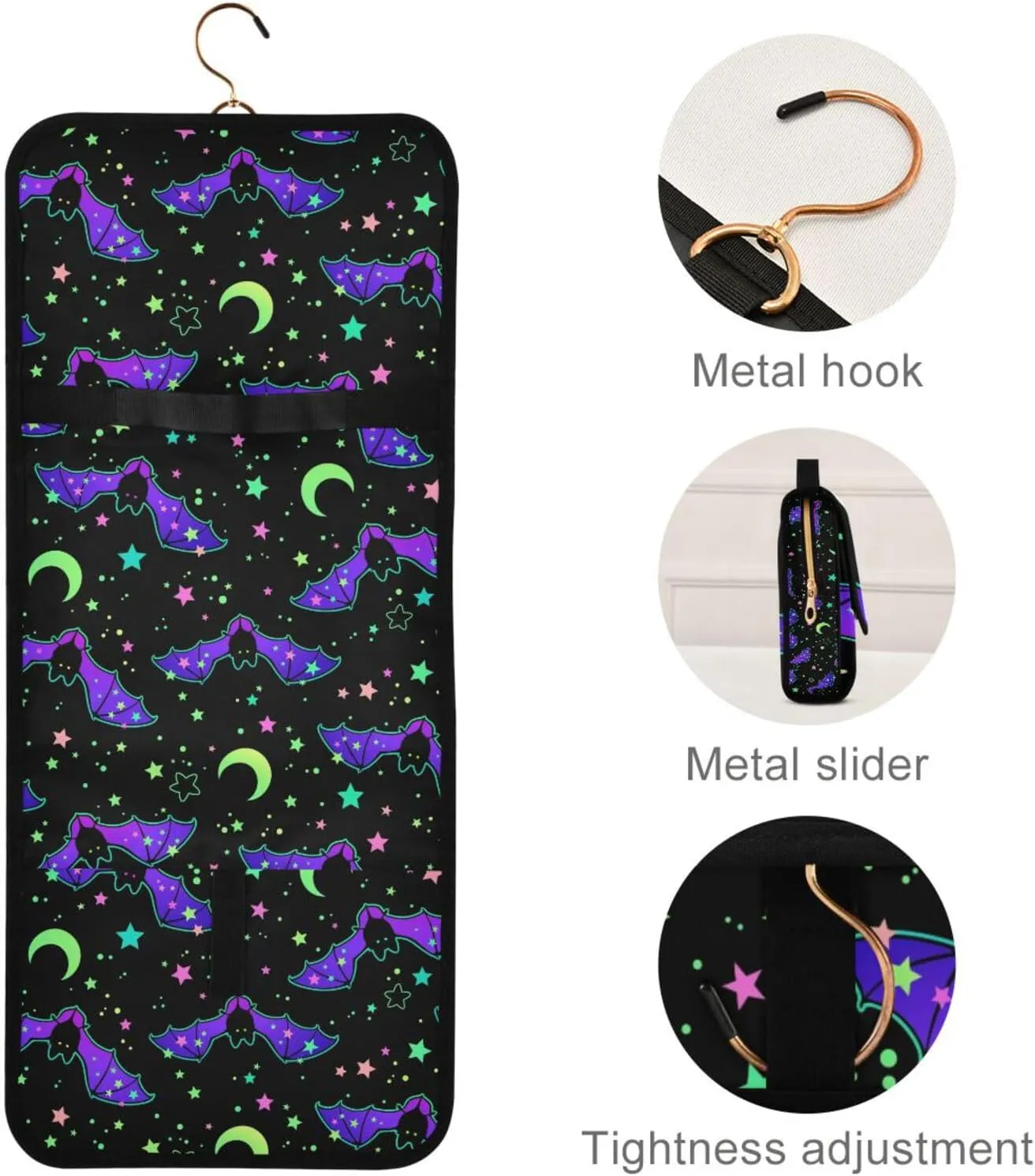 MNSRUU Toiletry Bag Magic Galaxy Bat Hanging Makeup Bag Travel bag for Toiletries 3 PCS Toiletry Bags Set for Traveling, Travel Organizer for Accessories