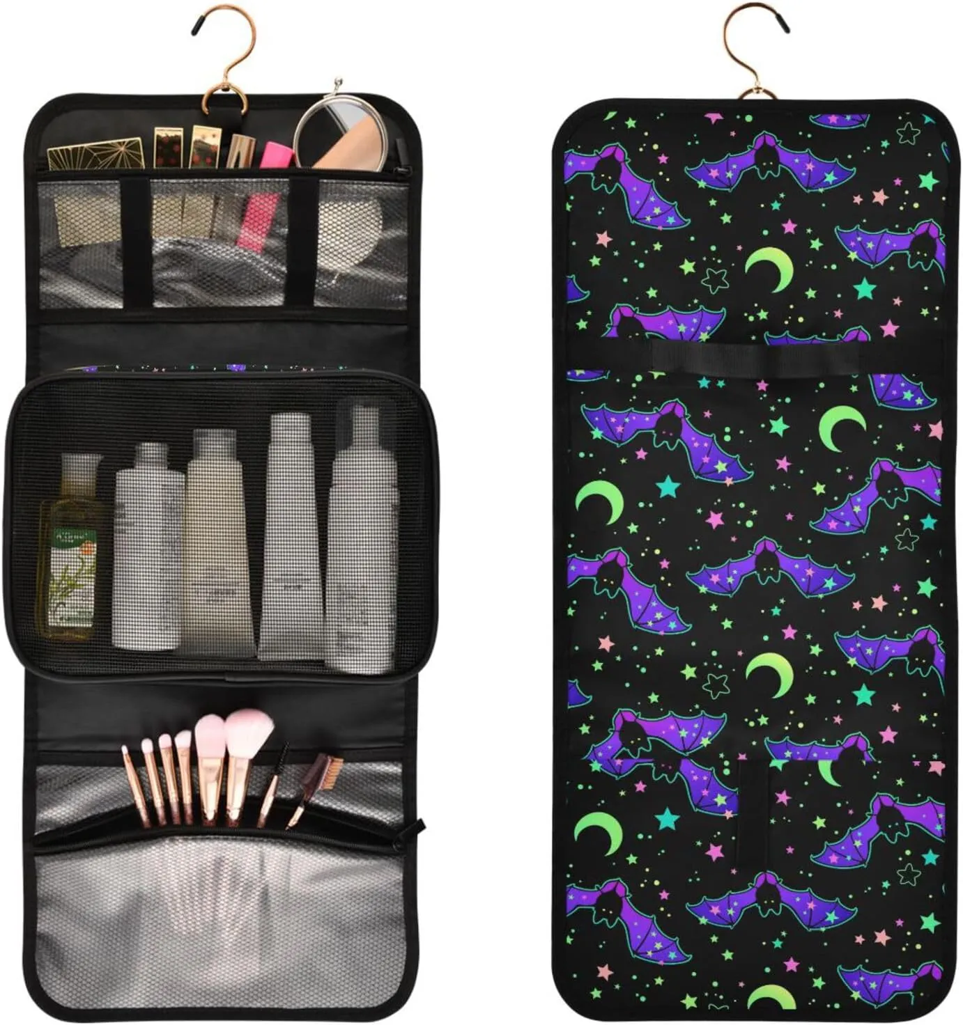MNSRUU Toiletry Bag Magic Galaxy Bat Hanging Makeup Bag Travel bag for Toiletries 3 PCS Toiletry Bags Set for Traveling, Travel Organizer for Accessories