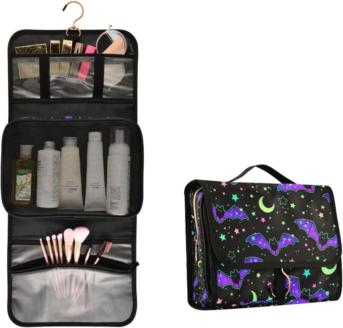 MNSRUU Toiletry Bag Magic Galaxy Bat Hanging Makeup Bag Travel bag for Toiletries 3 PCS Toiletry Bags Set for Traveling, Travel Organizer for Accessories