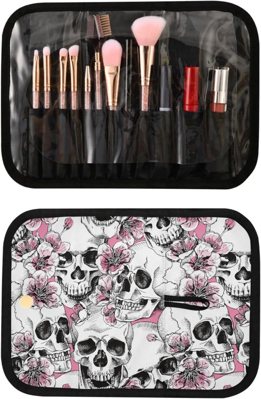 MNSRUU Toiletry Bag Pink Floral Skull Hanging Makeup Bag Travel bag for Toiletries 3 PCS Toiletry Bags Set for Traveling, Travel Organizer for Accessories