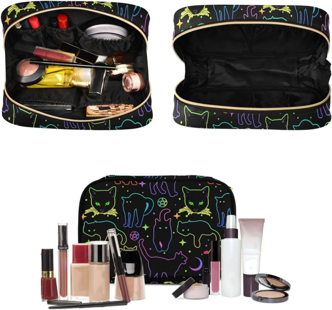 MNSRUU Toiletry Bag Rainbow Leopard Cheetah Hanging Makeup Bag for Toiletries 3 PCS Travel Toiletry Organizer Bags Portable Clear Toiletry Kit
