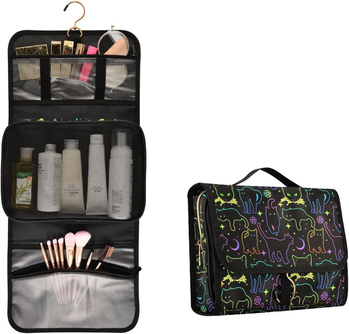 MNSRUU Toiletry Bag Rainbow Leopard Cheetah Hanging Makeup Bag for Toiletries 3 PCS Travel Toiletry Organizer Bags Portable Clear Toiletry Kit