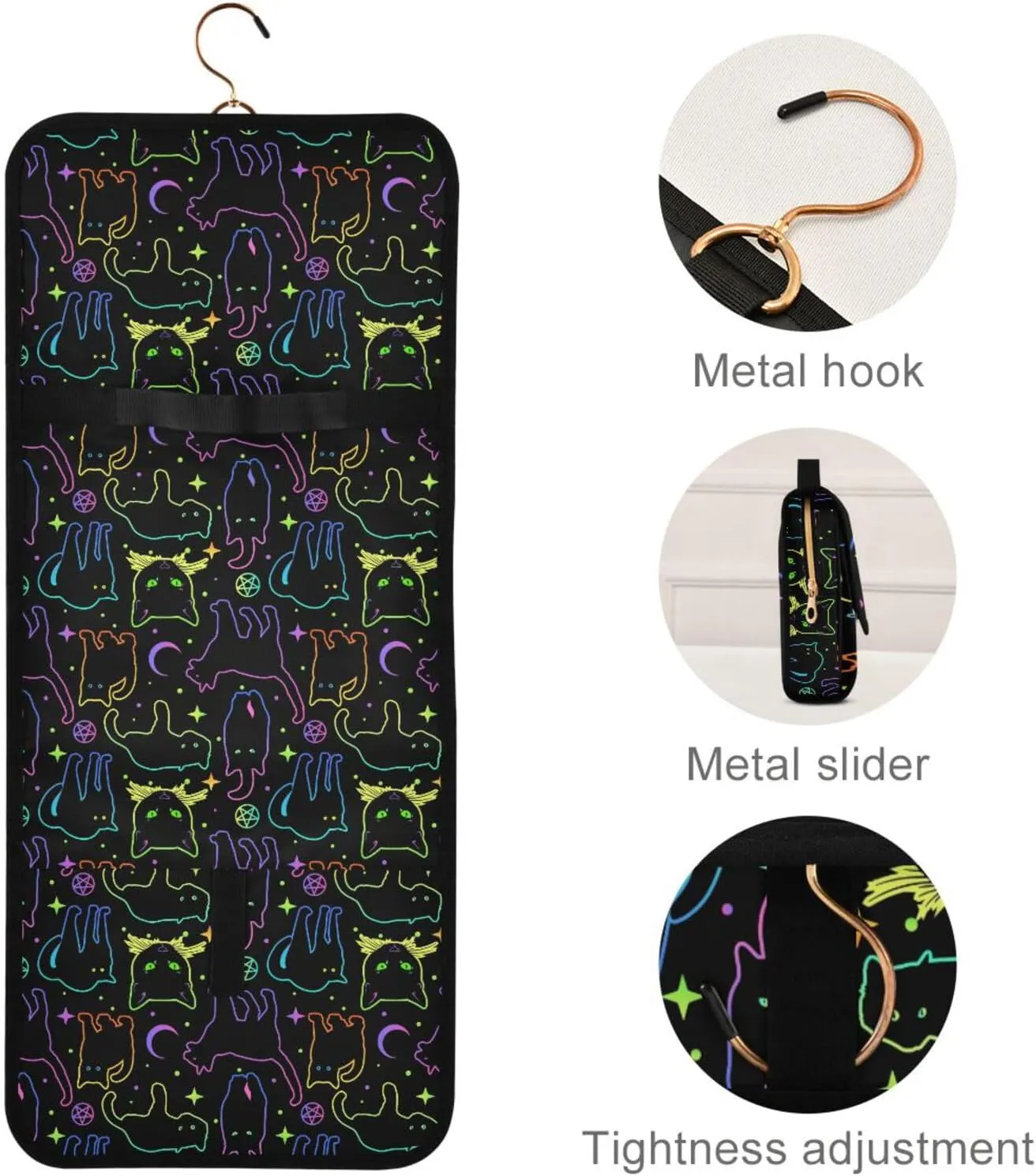 MNSRUU Toiletry Bag Rainbow Leopard Cheetah Hanging Makeup Bag for Toiletries 3 PCS Travel Toiletry Organizer Bags Portable Clear Toiletry Kit