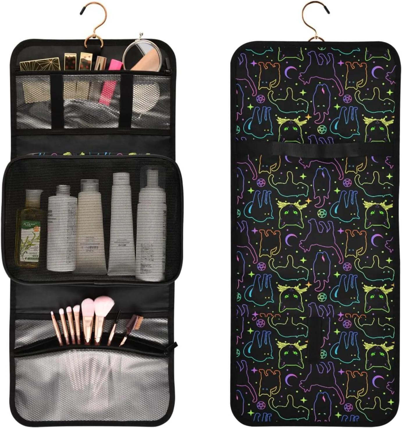 MNSRUU Toiletry Bag Rainbow Leopard Cheetah Hanging Makeup Bag for Toiletries 3 PCS Travel Toiletry Organizer Bags Portable Clear Toiletry Kit