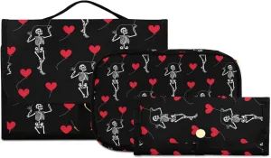 MNSRUU Toiletry Bag Romantic Skull Gothic Hanging Makeup Bag for Toiletries 3 PCS Travel Toiletry Organizer Bags Portable Clear Toiletry Kit