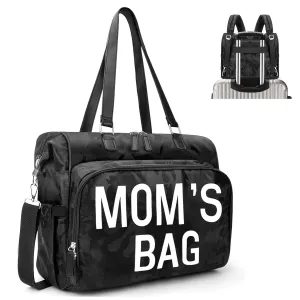 Mom‘s Diaper Bag 4 in 1 Diaper Baby Tote, Hospital Bag for Labor & Delivery, Large Waterproof Baby Travel Weekender with 3 Insulated Pockets, Camo Black