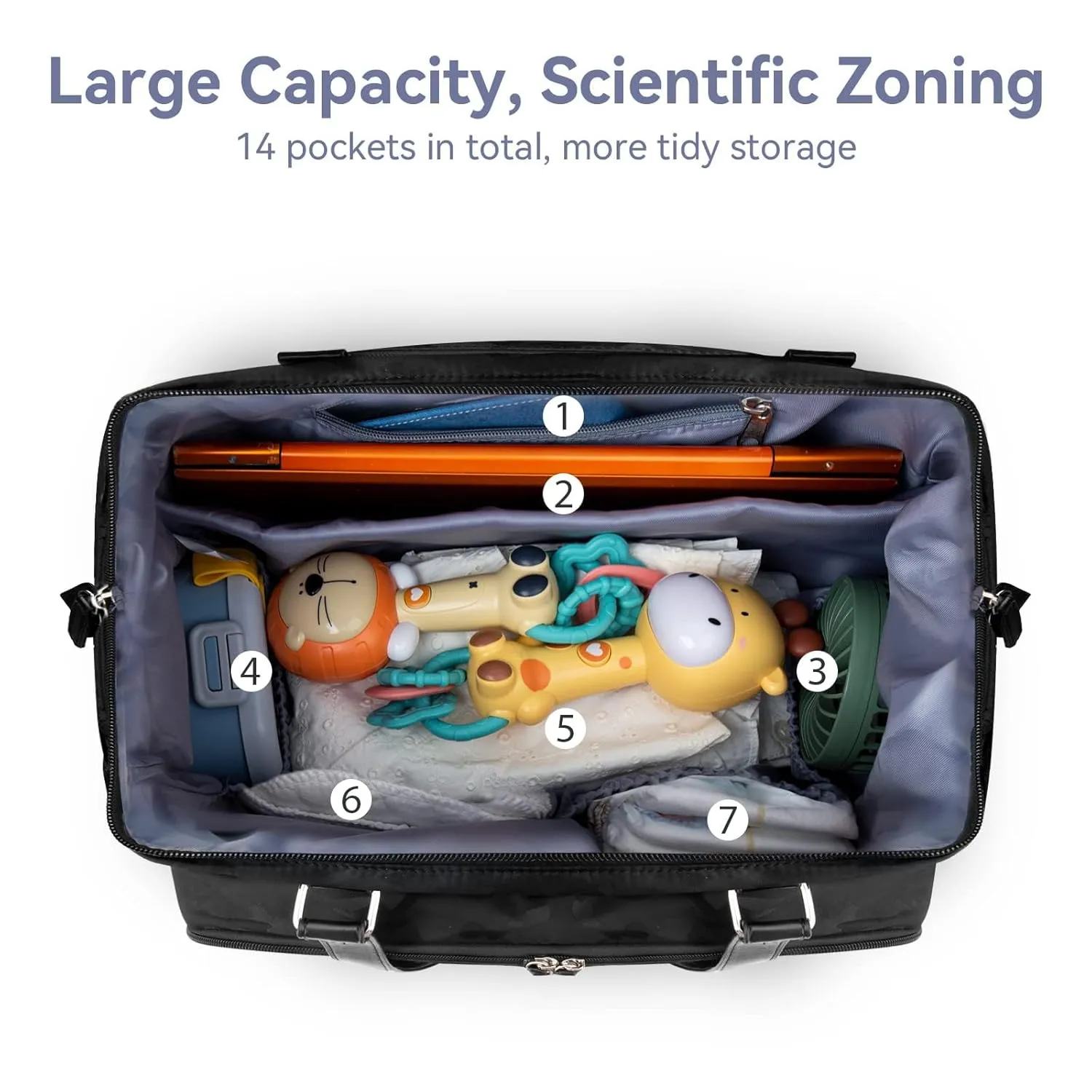 Mom‘s Diaper Bag 4 in 1 Diaper Baby Tote, Hospital Bag for Labor & Delivery, Large Waterproof Baby Travel Weekender with 3 Insulated Pockets, Camo Black