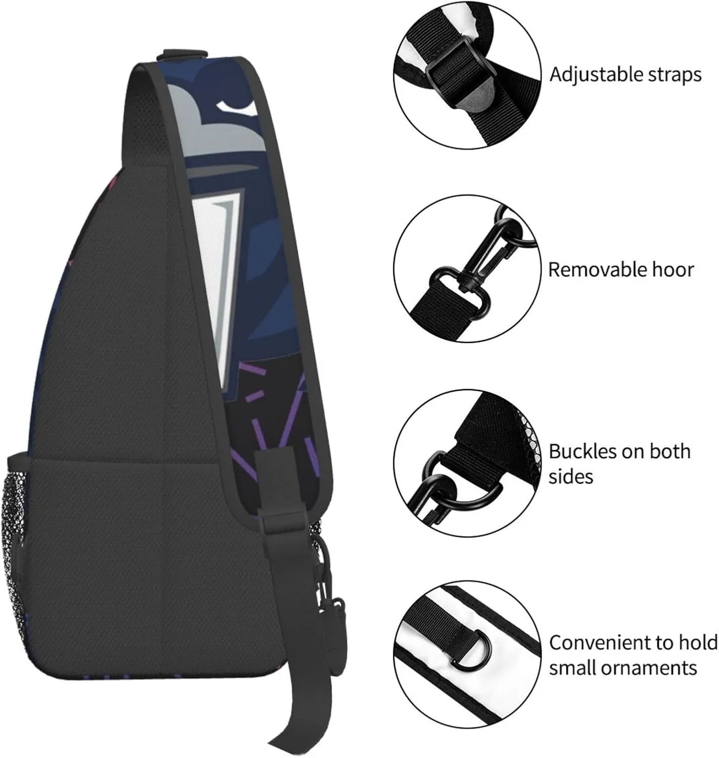 Monmouth University Crossbody For Men Women Sling Chest Bag Shoulder Bag Lightweight One Strap Backpack Multipurpose Travel Hiking Daypack