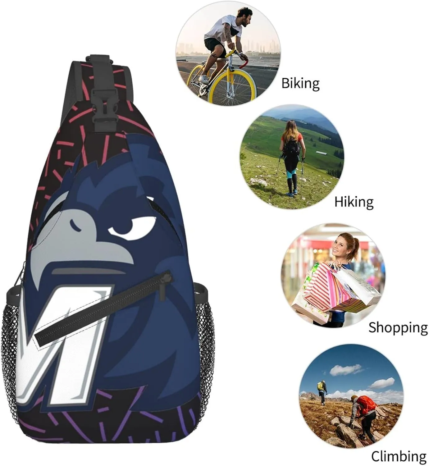 Monmouth University Crossbody For Men Women Sling Chest Bag Shoulder Bag Lightweight One Strap Backpack Multipurpose Travel Hiking Daypack