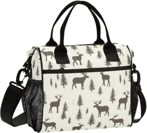 Moose Silhouette Lunch Bag Reusable Lunch Tote Bags Insulated Leakproof Cooler Bag Lunch Box Adjustable Shoulder Meal Holder for Women Men Work Picnic Camping