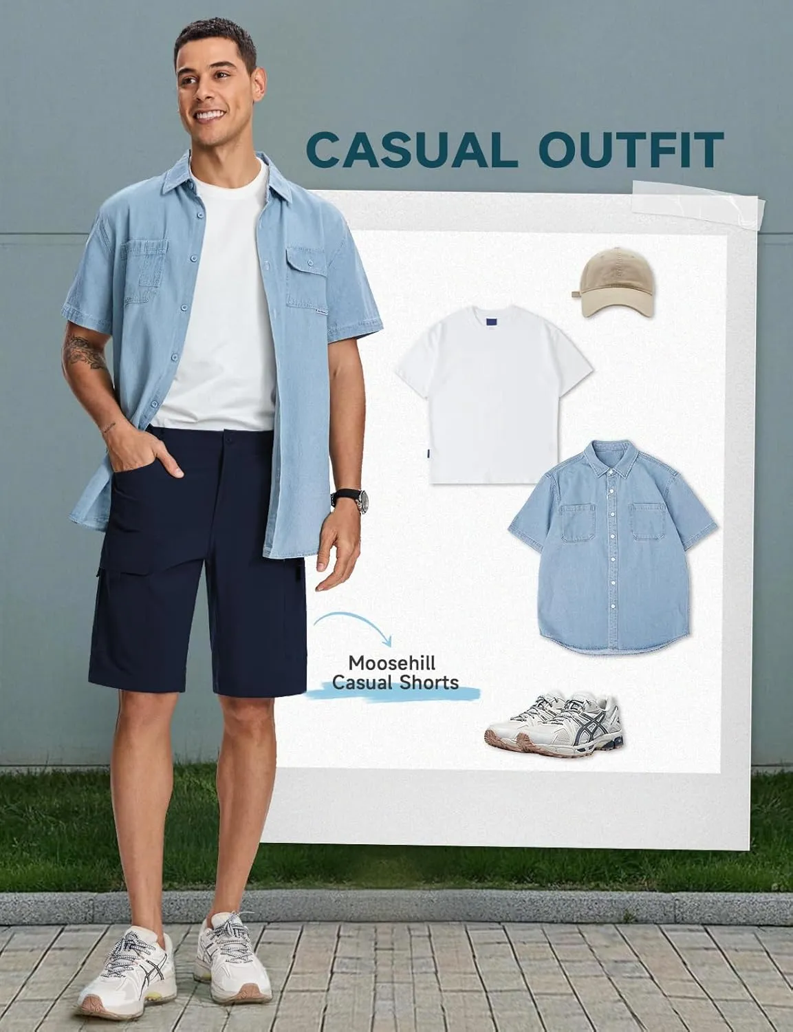 Moosehill Mens Cargo Hiking Shorts Lightweight Water Resistant for Casual Golf Work Tactical Fishing with 6 Pockets