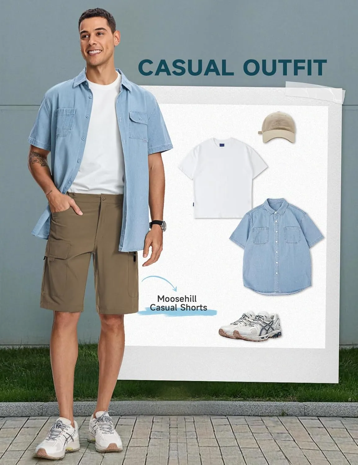 Moosehill Mens Cargo Hiking Shorts Lightweight Water Resistant for Casual Golf Work Tactical Fishing with 6 Pockets
