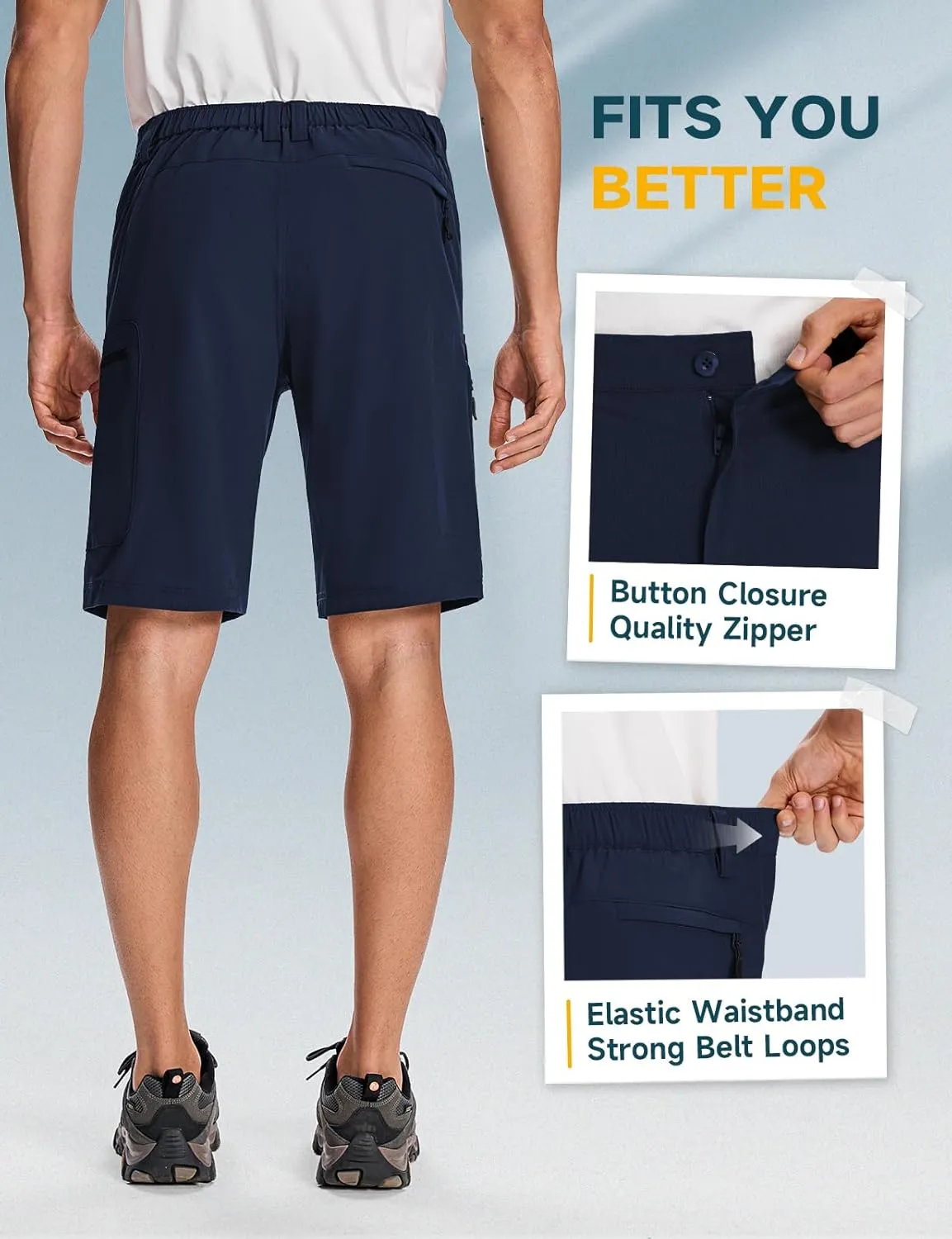 Moosehill Mens Cargo Hiking Shorts Lightweight Water Resistant for Casual Golf Work Tactical Fishing with 6 Pockets