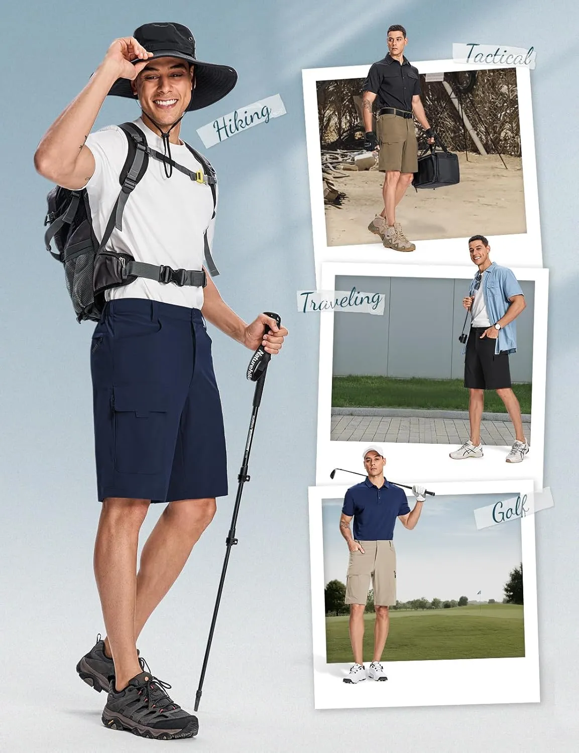 Moosehill Mens Cargo Hiking Shorts Lightweight Water Resistant for Casual Golf Work Tactical Fishing with 6 Pockets