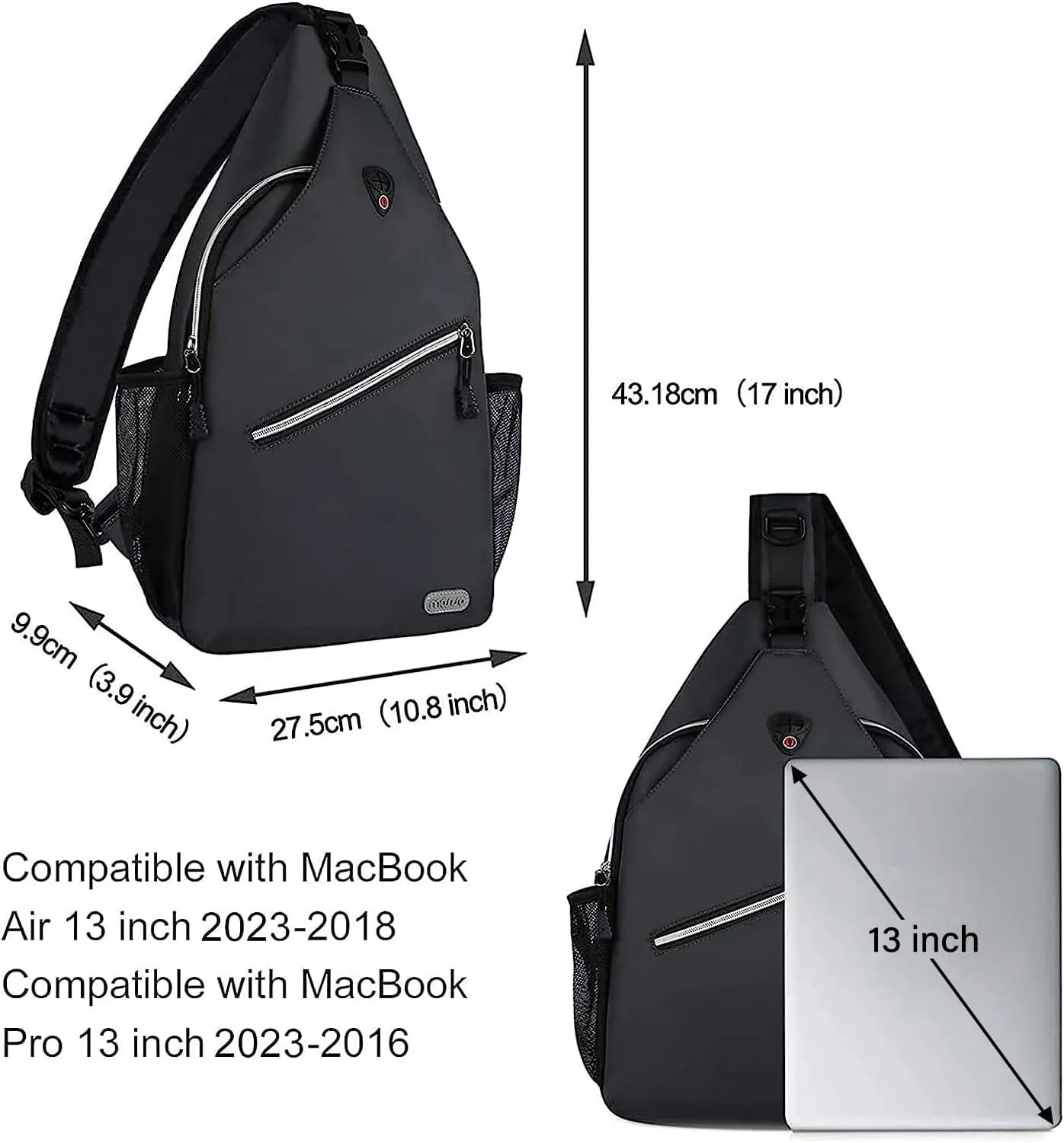 MOSISO Rope Sling Backpack (Up to 13 inch), Multipurpose Crossbody Chest One Shoulder Outdoor Travel Hiking Daypack