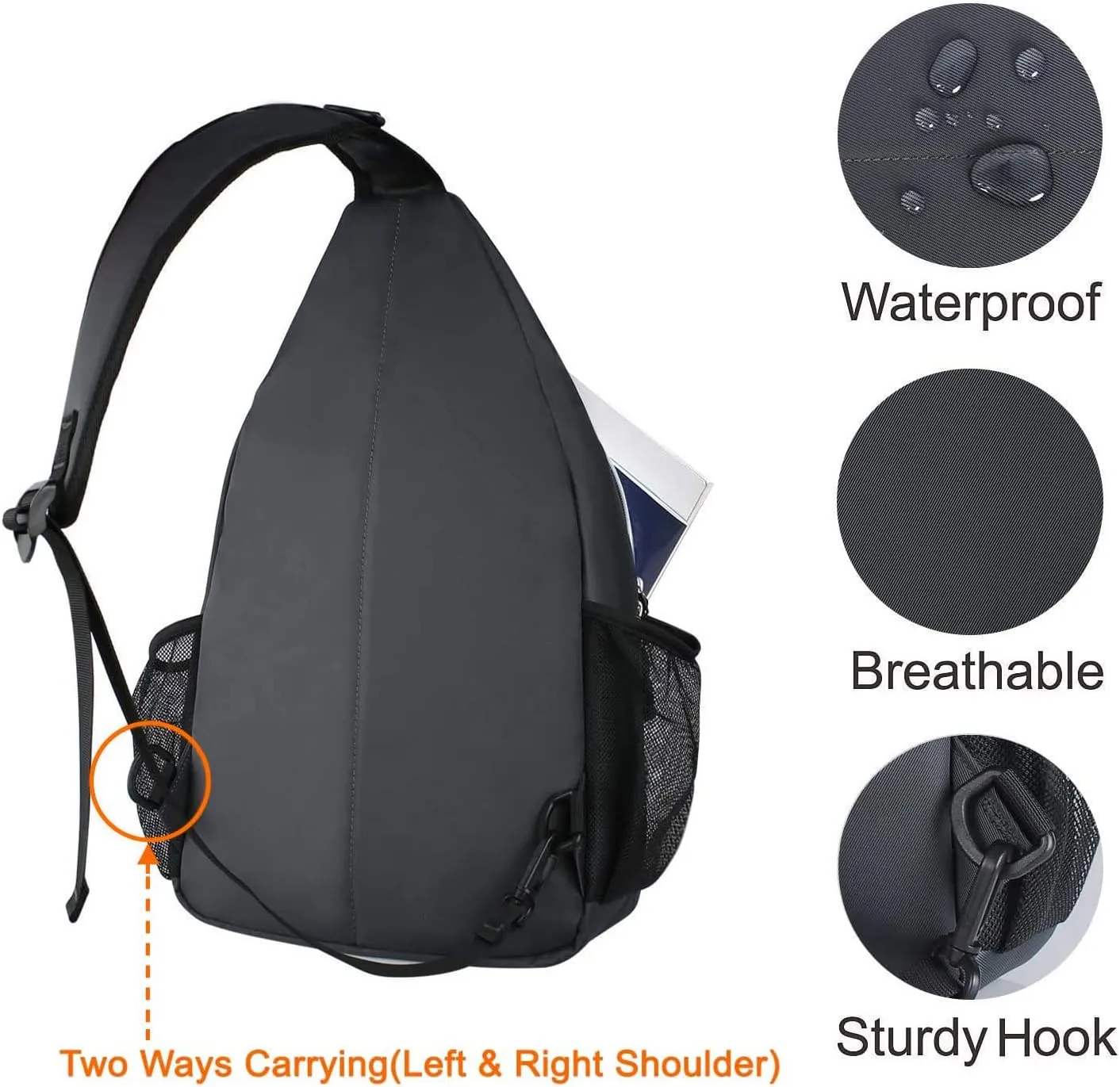 MOSISO Rope Sling Backpack (Up to 13 inch), Multipurpose Crossbody Chest One Shoulder Outdoor Travel Hiking Daypack