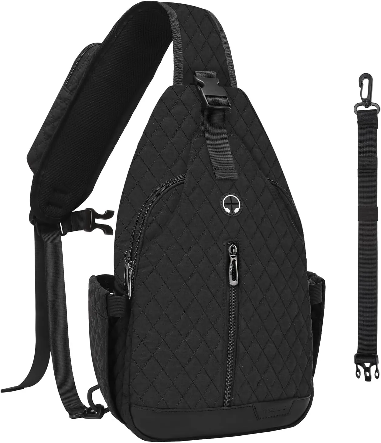MOSISO Sling Backpack Travel Hiking Daypack for Women Men, Rhombus Quilted Double Layer Crossbody Sling Bag with Phone Pocket & Removable Strap One Shoulder Chest Bag for Outdoor Sports, Black