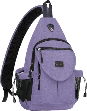 MOSISO Sling Backpack,Canvas Crossbody Hiking Daypack Bag with Anti-theft Pocket