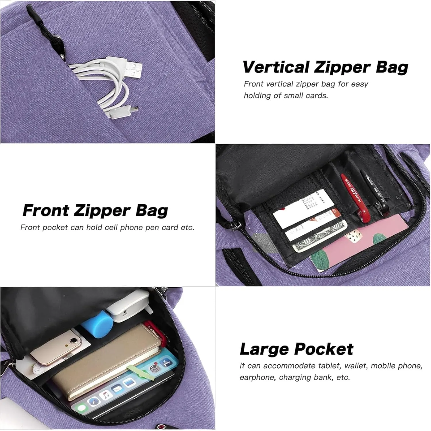MOSISO Sling Backpack,Canvas Crossbody Hiking Daypack Bag with Anti-theft Pocket