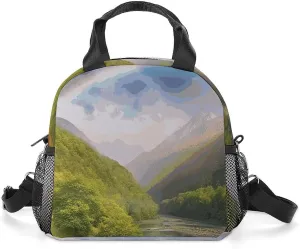 Mountain Valley With Rainbow Lunch Bag Insulated Lunch Box for Women Reusable Lunch Tote Bag Leakproof Cooler Tote Bag Large Capacity Lunch Container for Work Office Picnic Travel