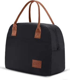 Moyad Insulated Lunch Bags for Women Adults Large Lunch Box Modern Meal Prep Cooler Purse for Picnic Work Office Thermal Lunch Tote Lunch Pail Black