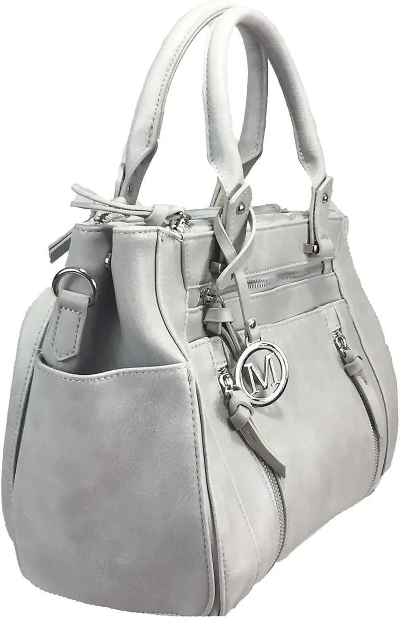 Multi Zippers Fashion Locking Faux Leather Concealed Carry Gun Shoulder Bag
