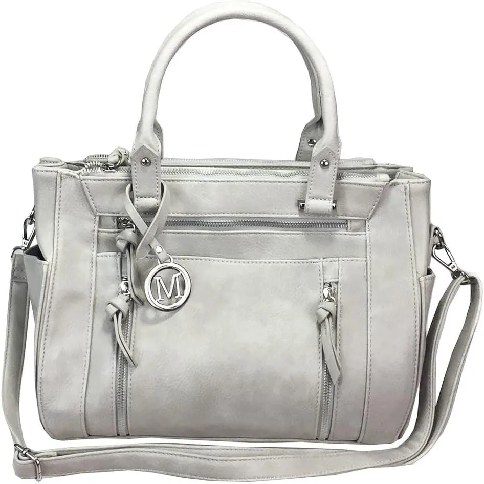 Multi Zippers Fashion Locking Faux Leather Concealed Carry Gun Shoulder Bag