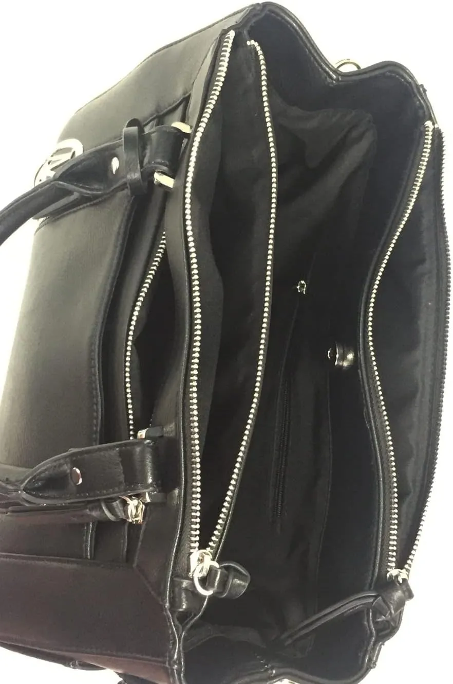 Multi Zippers Fashion Locking Faux Leather Concealed Carry Gun Shoulder Bag