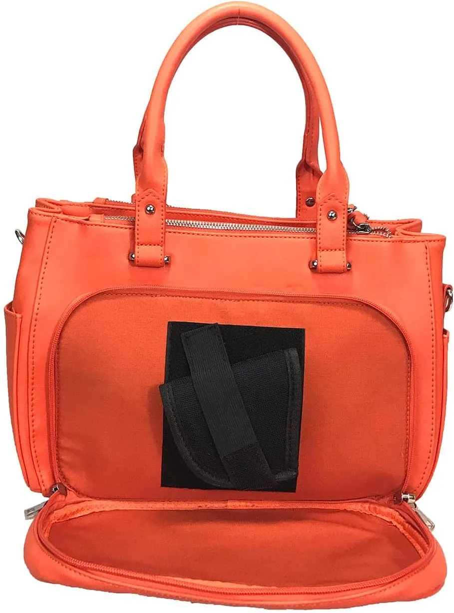 Multi Zippers Fashion Locking Faux Leather Concealed Carry Gun Shoulder Bag