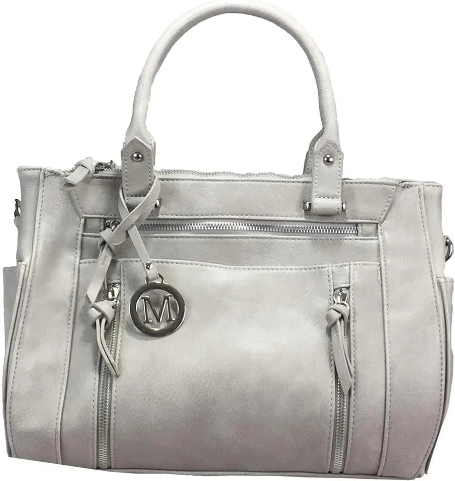 Multi Zippers Fashion Locking Faux Leather Concealed Carry Gun Shoulder Bag