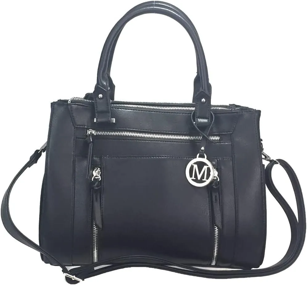 Multi Zippers Fashion Locking Faux Leather Concealed Carry Gun Shoulder Bag