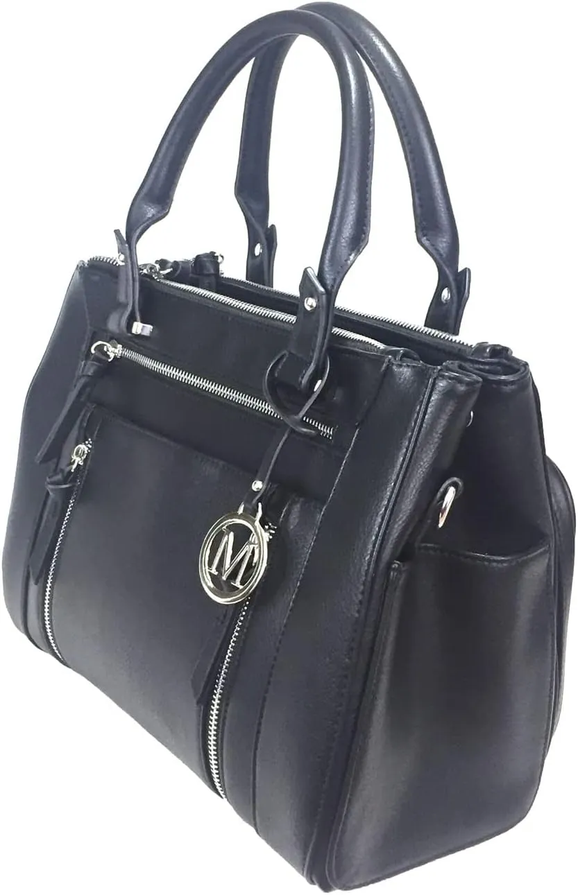 Multi Zippers Fashion Locking Faux Leather Concealed Carry Gun Shoulder Bag