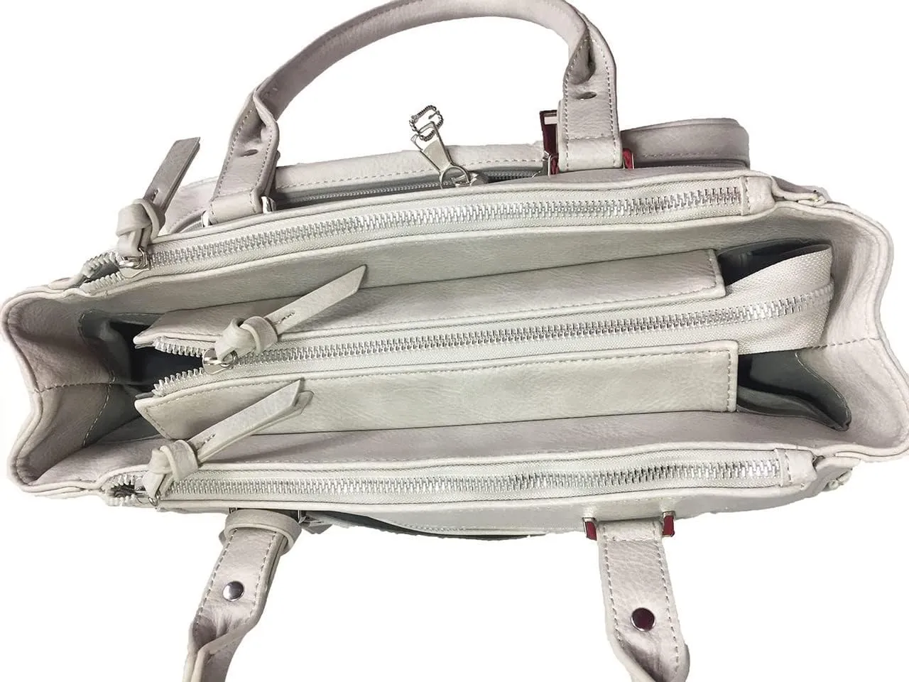 Multi Zippers Fashion Locking Faux Leather Concealed Carry Gun Shoulder Bag