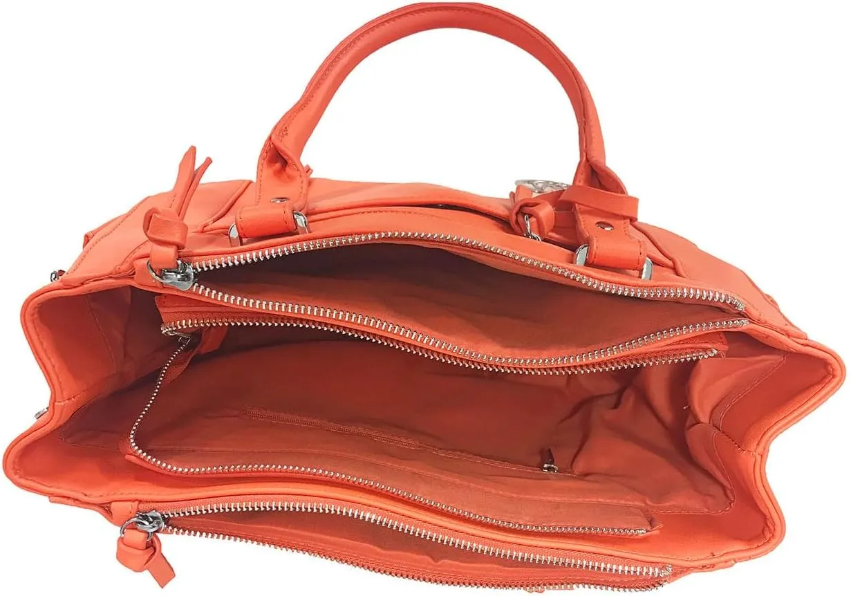 Multi Zippers Fashion Locking Faux Leather Concealed Carry Gun Shoulder Bag