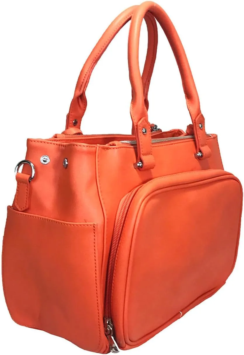 Multi Zippers Fashion Locking Faux Leather Concealed Carry Gun Shoulder Bag