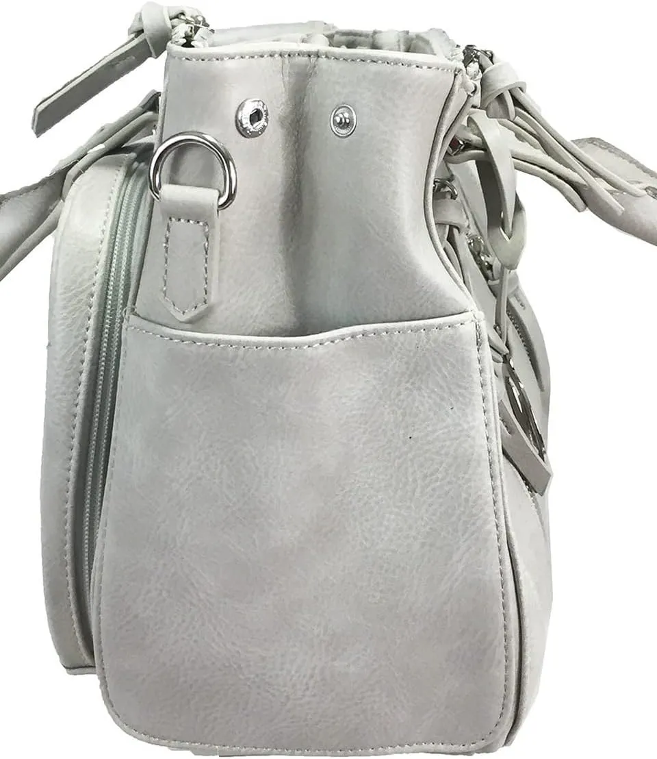 Multi Zippers Fashion Locking Faux Leather Concealed Carry Gun Shoulder Bag