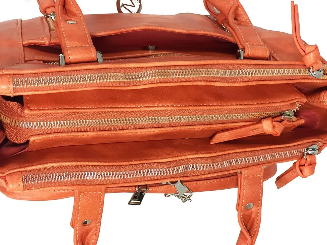 Multi Zippers Fashion Locking Faux Leather Concealed Carry Gun Shoulder Bag