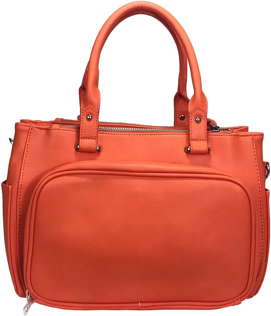 Multi Zippers Fashion Locking Faux Leather Concealed Carry Gun Shoulder Bag