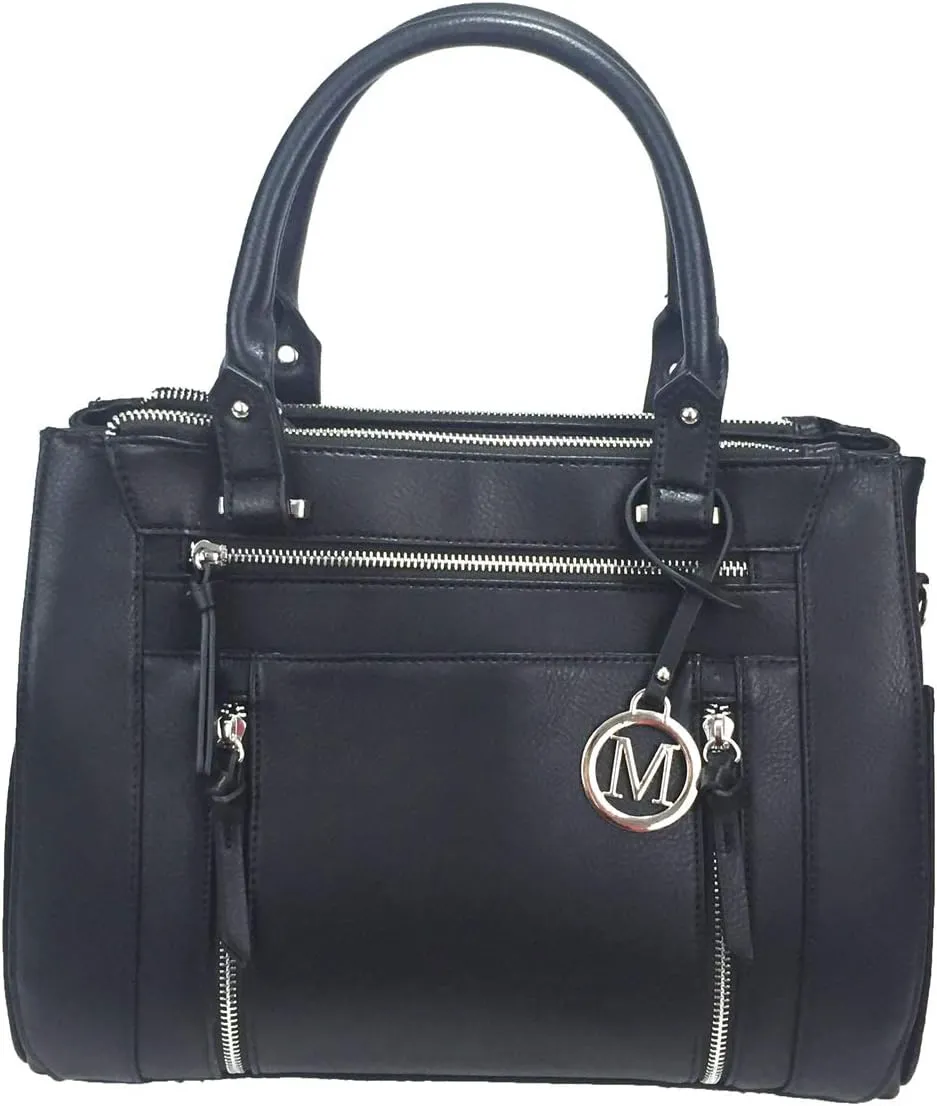 Multi Zippers Fashion Locking Faux Leather Concealed Carry Gun Shoulder Bag