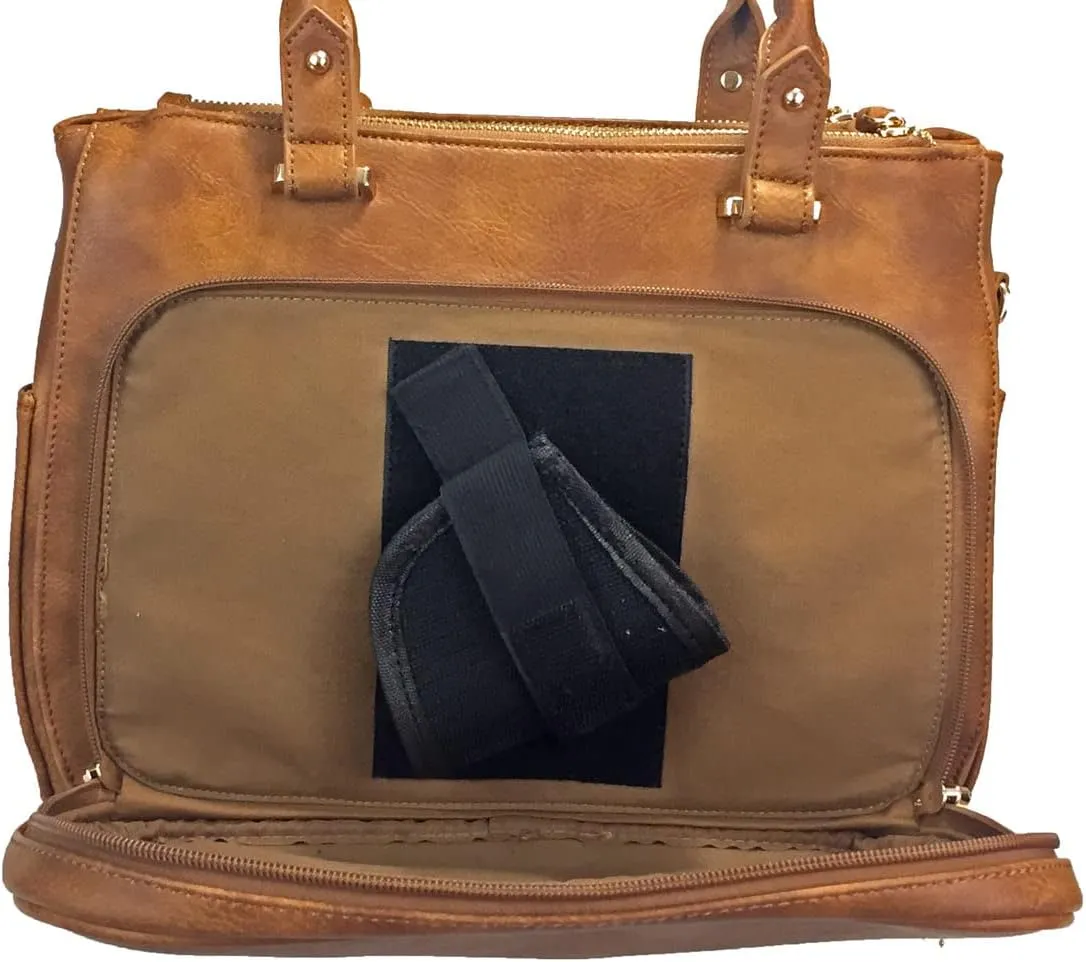 Multi Zippers Fashion Locking Faux Leather Concealed Carry Gun Shoulder Bag
