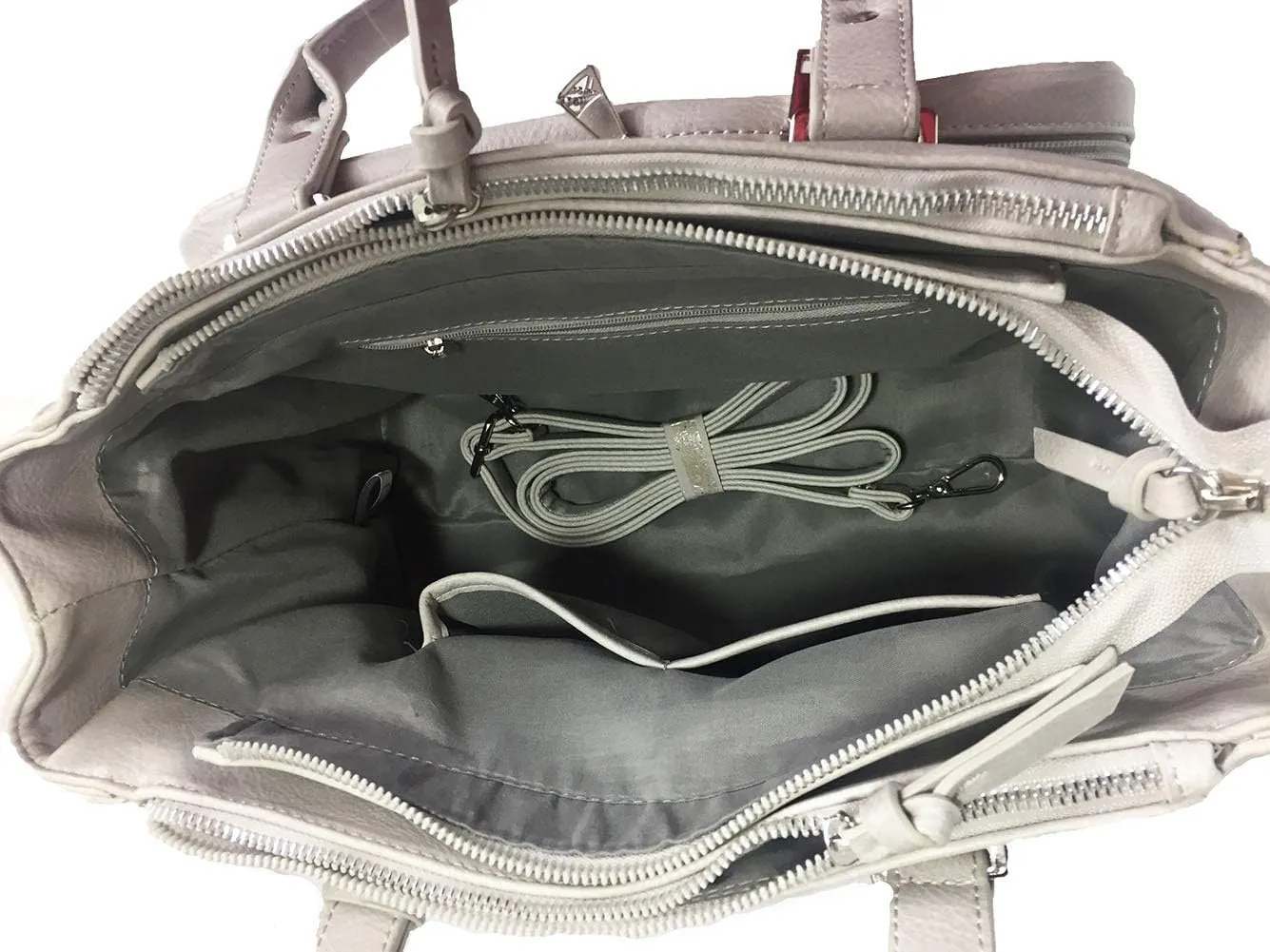 Multi Zippers Fashion Locking Faux Leather Concealed Carry Gun Shoulder Bag
