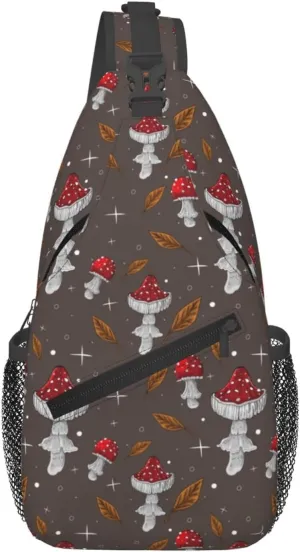 Mushrooms Chest Sling Bag Crossbody Shoulder Backpack Bag Gym Cycling Daypack Travel Hiking Cross Bag