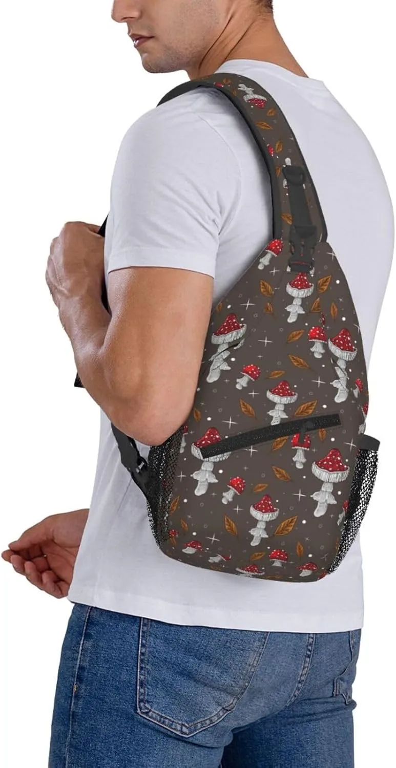 Mushrooms Chest Sling Bag Crossbody Shoulder Backpack Bag Gym Cycling Daypack Travel Hiking Cross Bag