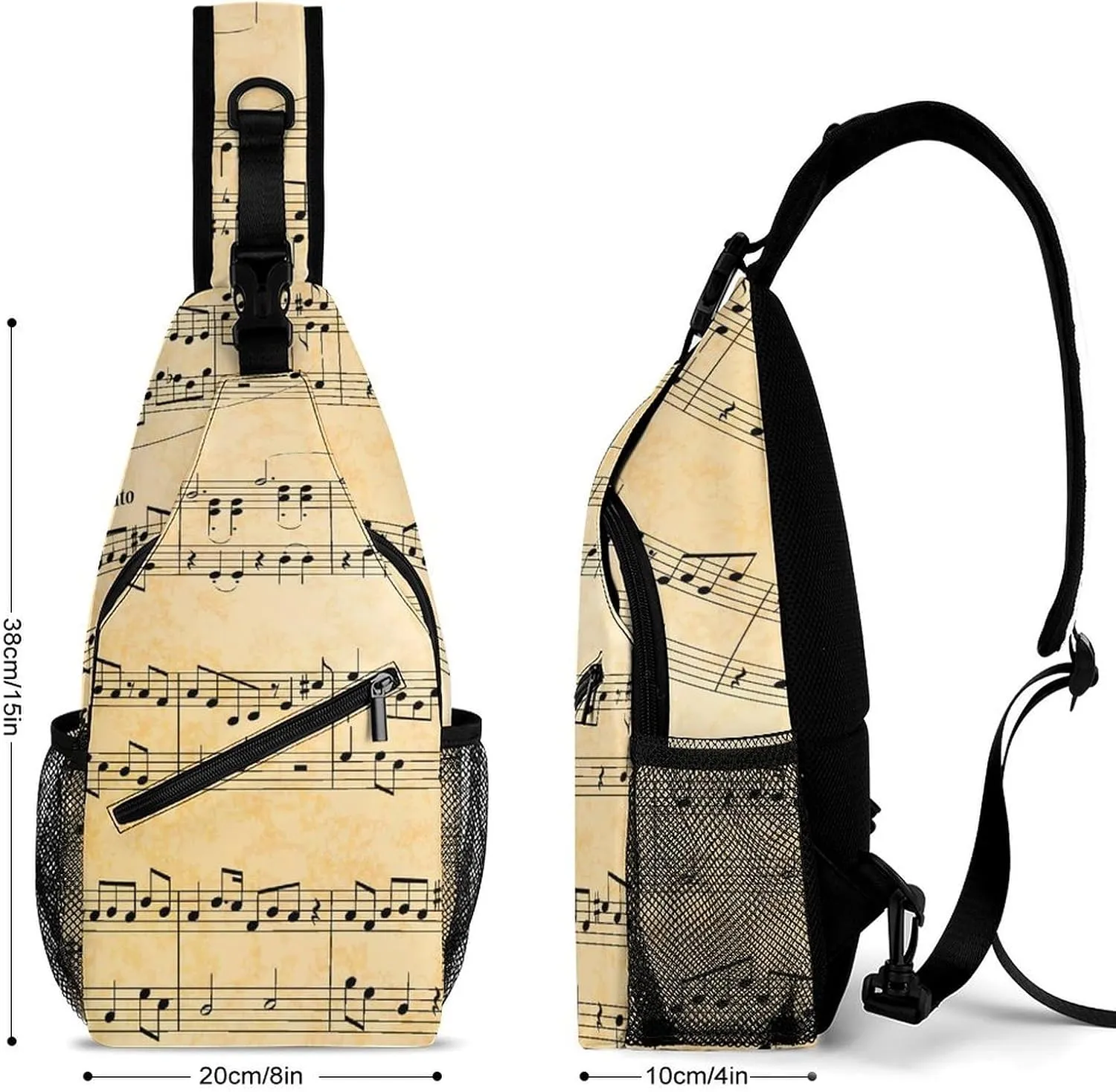 Music-sheet-old-pattern Sling Bag Crossbody Backpack for Men Women Chest Bag For Travel Hiking Cycling Camping