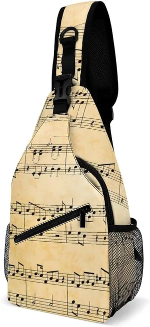Music-sheet-old-pattern Sling Bag Crossbody Backpack for Men Women Chest Bag For Travel Hiking Cycling Camping
