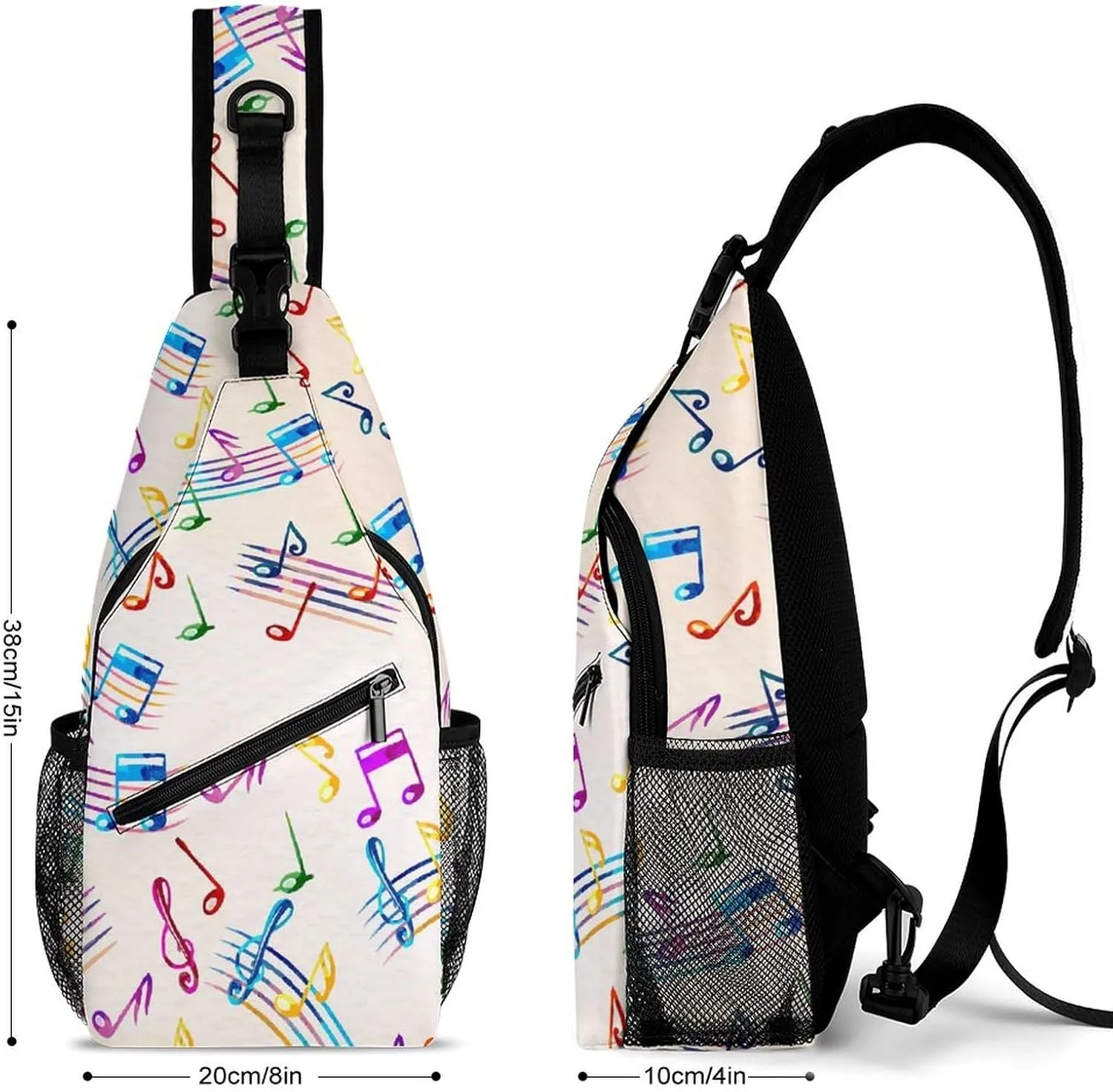 Musical Staves Pattern Crossbody Sling Bag for Women Men Travel Chest Bag, Cycling Shoulder Backpack