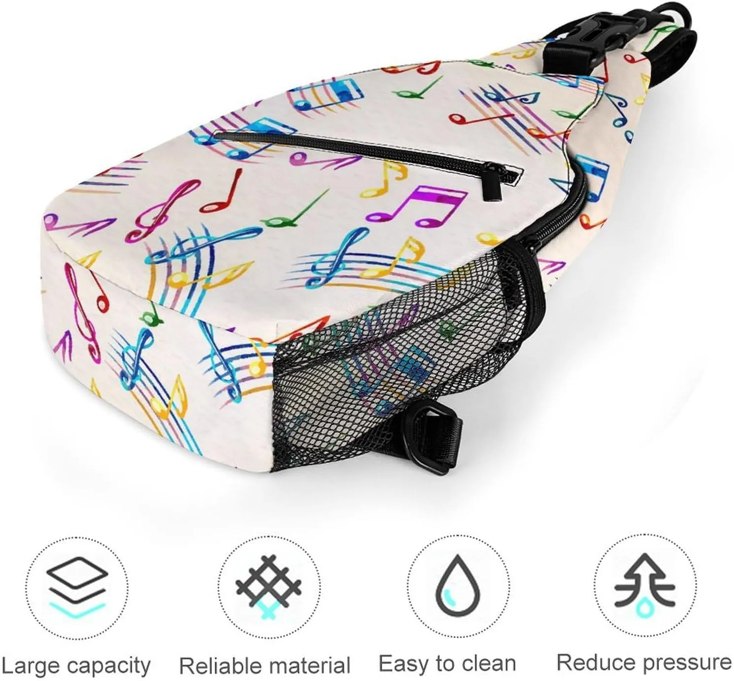 Musical Staves Pattern Crossbody Sling Bag for Women Men Travel Chest Bag, Cycling Shoulder Backpack