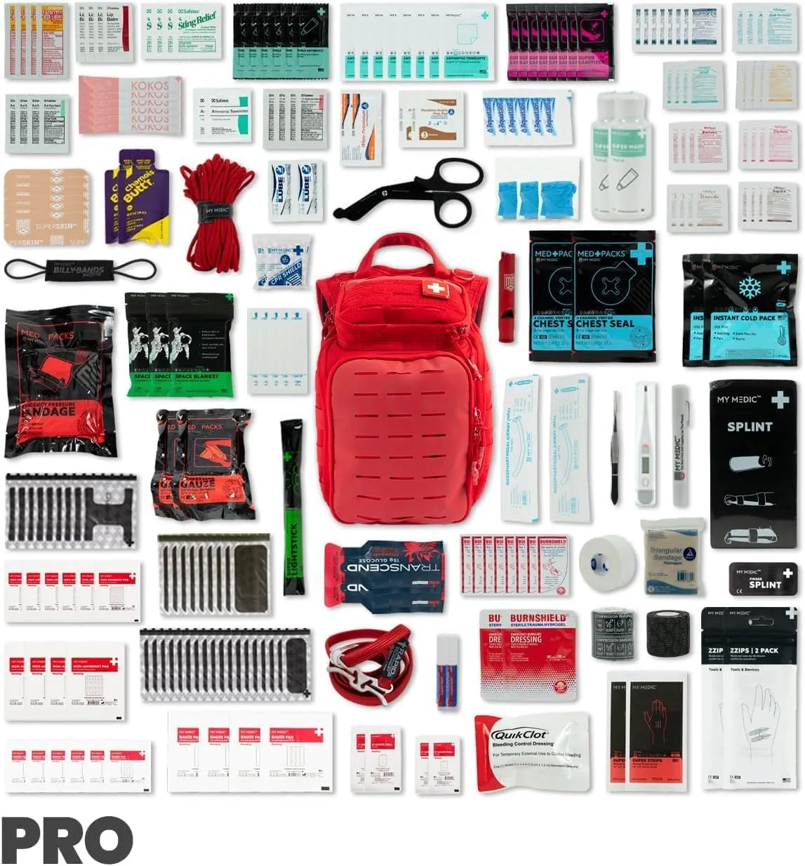 My Medic Recon PRO - HSA FSA First Aid Kit - 250  First Aid and Survival Essentials, Supplies, & Must Have IFAK for Home, Car, Office or Business - Red
